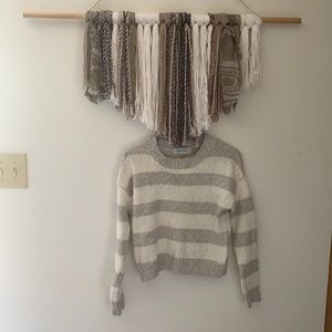 Willow & Wind Grey and White Striped Sweater Small